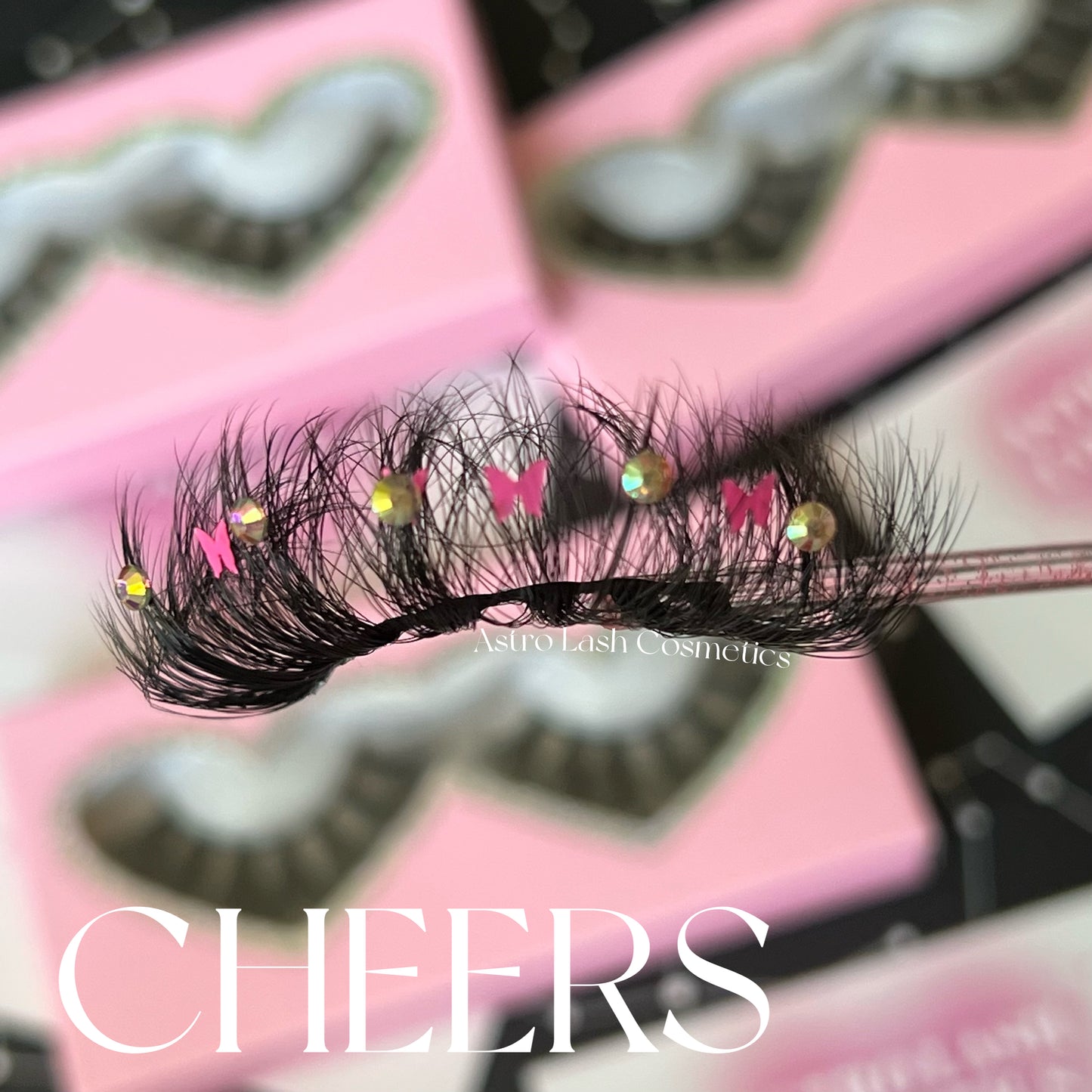 CHEERS - pink butterfly/bling lash